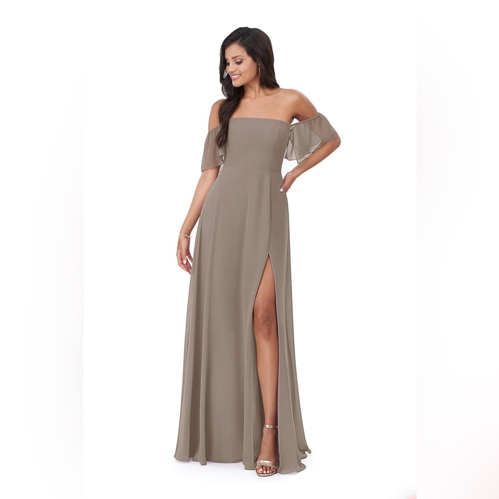 Azazie Sue Bridesmaids Dress Taupe Size 2
